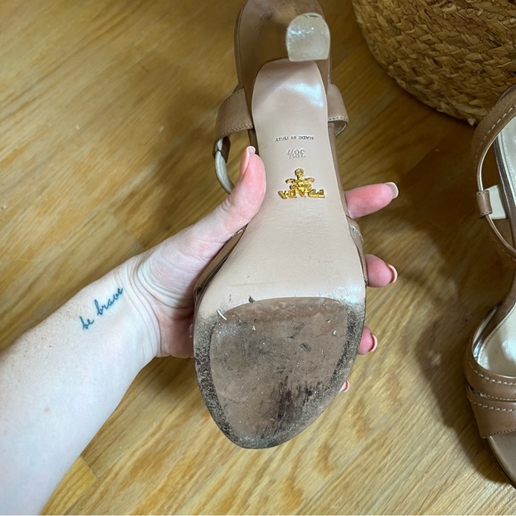 Brown Prada open toed heel ~ size 38.5 ~ designer hell - Picture 6 of 6